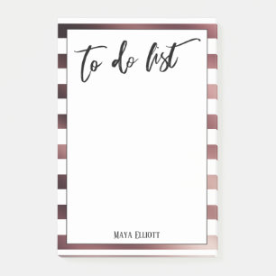 Handwriting To Do List Rose Gold White Stripes Post-it Notes