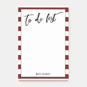Handwriting To Do List Striped Burgundy Border Post-it Notes