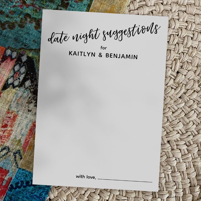 Handwriting Typography Date Night Suggestions Advice Card (Creator Uploaded)