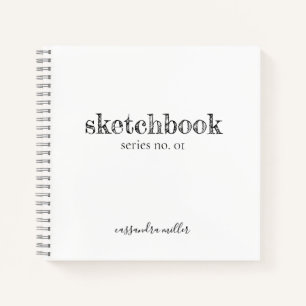 Handwriting Typography Plain White Sketchbook  Notebook