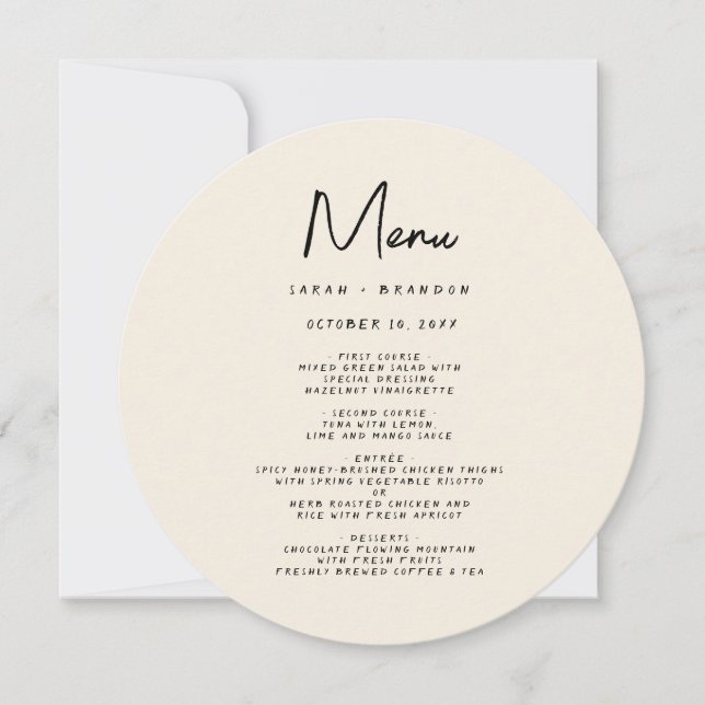 Handwriting Typography Retro Wedding Menu Invitation (Front)