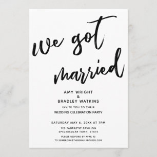Handwriting We Got Married Wedding Reception Invitation