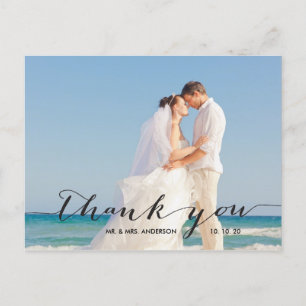 Handwriting   Wedding Photo Thank You Postcard