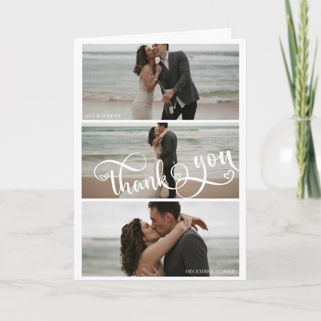 Handwriting with Heart Elegant Photo Thank You  (Front)