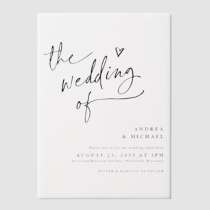 Handwriting with Heart Modern Wedding Vellum Invitations
