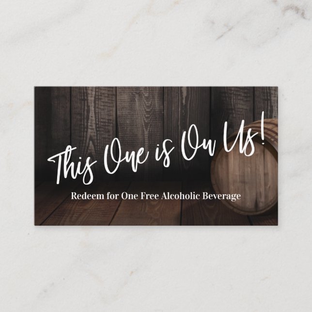 Handwriting Wooden Barrel Drink Ticket Enclosure Card (Front)