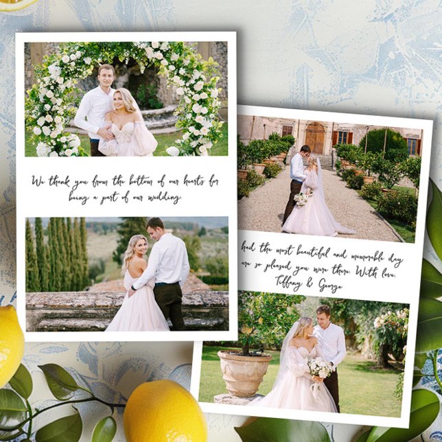 Handwritten 4 Photo Wedding Thank You Card (Handwritten 4 photo wedding thank you card by Darling & May)
