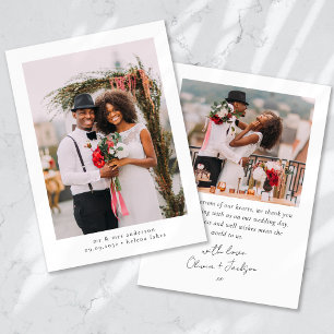 Handwritten Aesthetic Photo Wedding Thank You Card