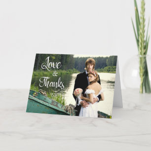 Handwritten Artistic 2 Photo Wedding Thank You Card