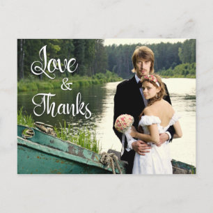 Handwritten Artistic Wedding 2 Photo Thank You Postcard