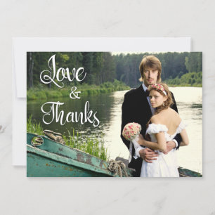 Handwritten Artistic Wedding Photo Thank You Card