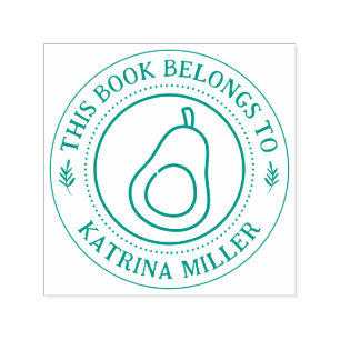 Handwritten Avocado Round Custom Library  Self-inking Stamp