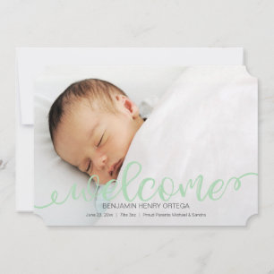 Handwritten Baby Birth Photo Announcement Card