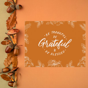 Handwritten Be Grateful Thanksgiving Holiday Card