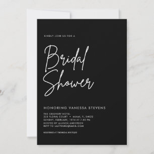 Handwritten Black Bridal Shower Invitation