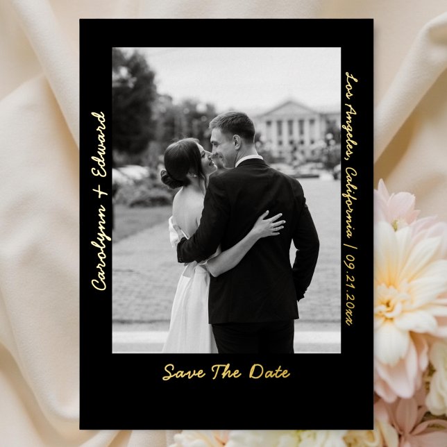 Handwritten Black Gold Wedding Save the Date  (Creator Uploaded)