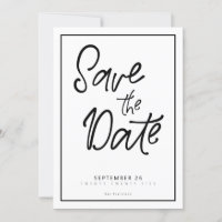 Handwritten Black l Photo Save The Date Invitation