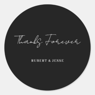 Handwritten Black Wedding Thank You Sticker