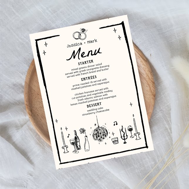 Handwritten Black White Wedding Table Menu (Creator Uploaded)