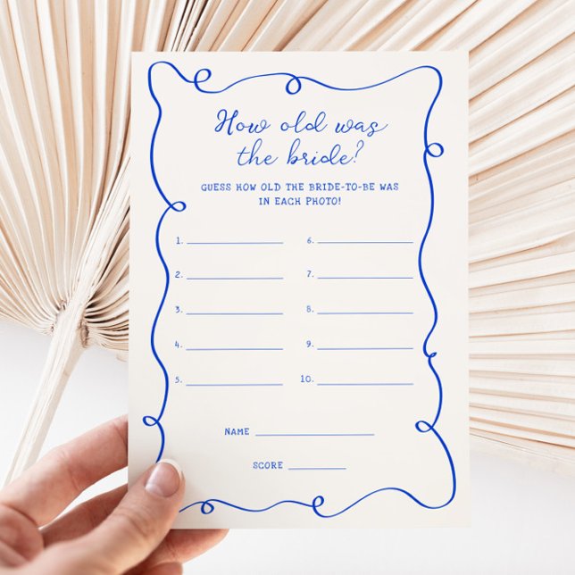 Handwritten Blue How old was the bride Card (Creator Uploaded)