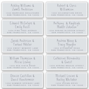 Handwritten Blue Wedding Guest Address Labels