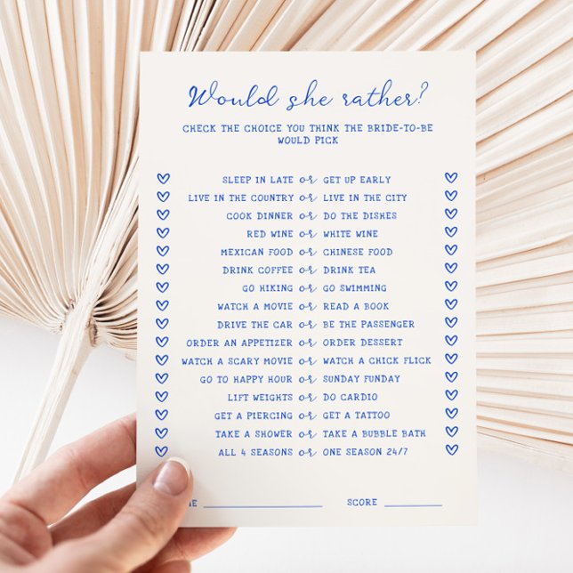 Handwritten Blue Would she rather Game Card (Creator Uploaded)