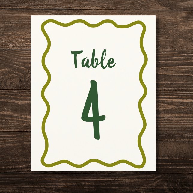 Handwritten Bold Wavy Border Wedding Table Number (Creator Uploaded)