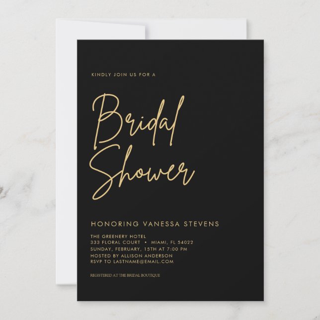  Handwritten Bridal Shower  Invitation (Front)