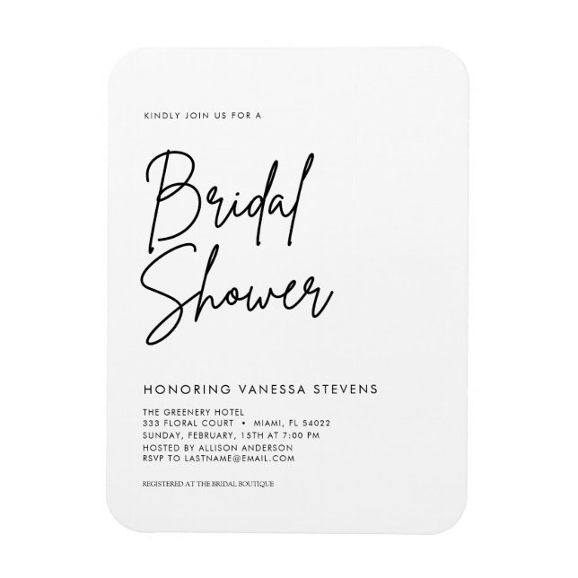 Handwritten Bridal Shower  Magnet (Vertical)