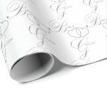 Handwritten Bride and Groom Silver Heart Wedding Wrapping Paper<br><div class="desc">Handwritten Bride and Groom Silver Heart Gift Wrap. Made with high resolution vector and/or digital graphics for a professional print. NOTE: (THIS IS A PRINT. All zazzle product designs are "prints" unless otherwise stated under "About This Product" area) The design will be printed EXACTLY like you see it on the...</div>