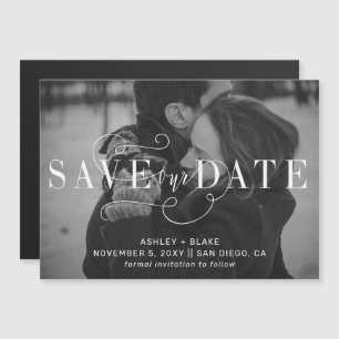 Handwritten Calligraphy Photo Save the Date Magnetic Invitation