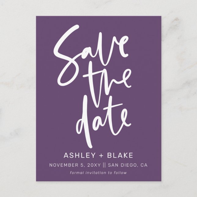  Handwritten Calligraphy Save the Date  Announcement Postcard (Front)