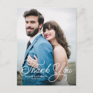 Handwritten Calligraphy Wedding Thank You II Postcard