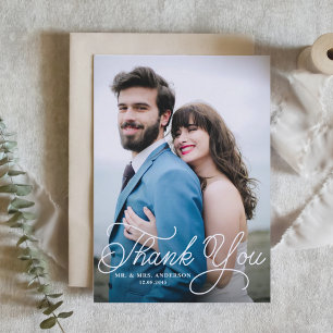 Handwritten Calligraphy Wedding Thank You Postcard