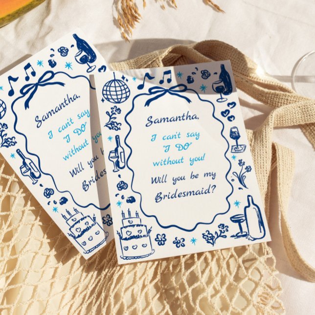Handwritten Champagne Bridesmaid Proposal Invitation (Creator Uploaded)