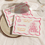 Handwritten Champagne Tower Bridesmaid Proposal<br><div class="desc">Handwritten Champagne Tower Bridesmaid Proposal Invitation
Handwritten Champagne Tower Bridesmaid Proposal This funky modern retro colourful Bridesmaid Proposal Card features a wavy border,  handwritten font with a hand drawn champagne tower. Easily edit text,  font and colours to better match your theme!</div>