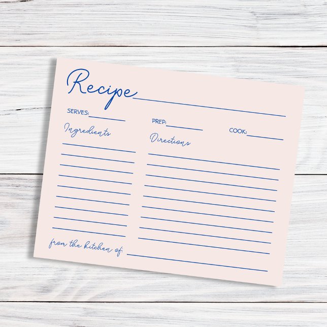 Handwritten Chic Blue Recipe For The Bride (Handwritten Chic Blue Recipe For The Bride)