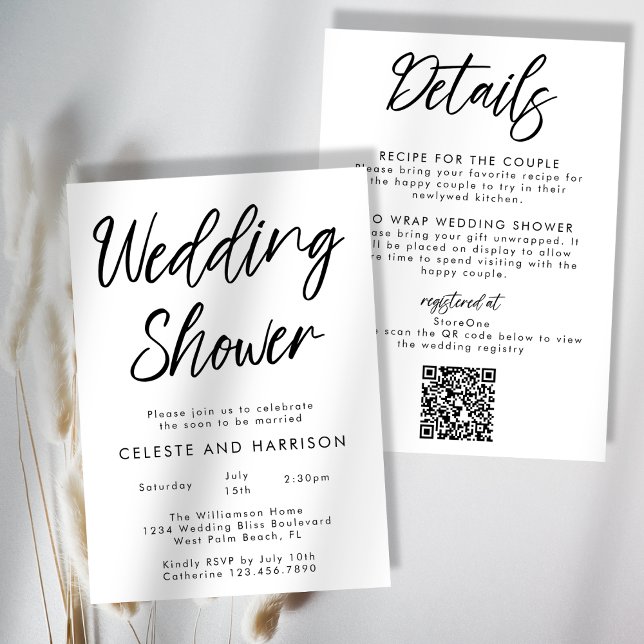 Handwritten Chic Modern Minimalist Wedding Shower Invitation (Creator Uploaded)