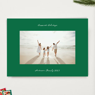handwritten christmas green apple ink white photo holiday card