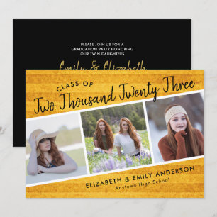 Handwritten Class of 2019   3 Photos Rustic Invitation