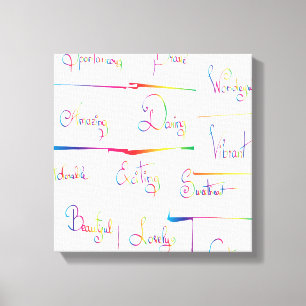 Handwritten Colourful Positive Inspirational words Canvas Print