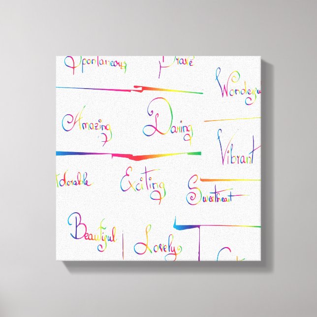 Handwritten Colourful Positive Inspirational words Canvas Print (Front)