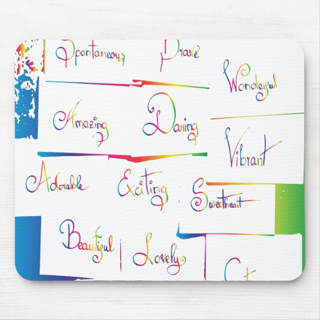 Handwritten Colourful Positive Inspirational words Mouse Pad (Front)