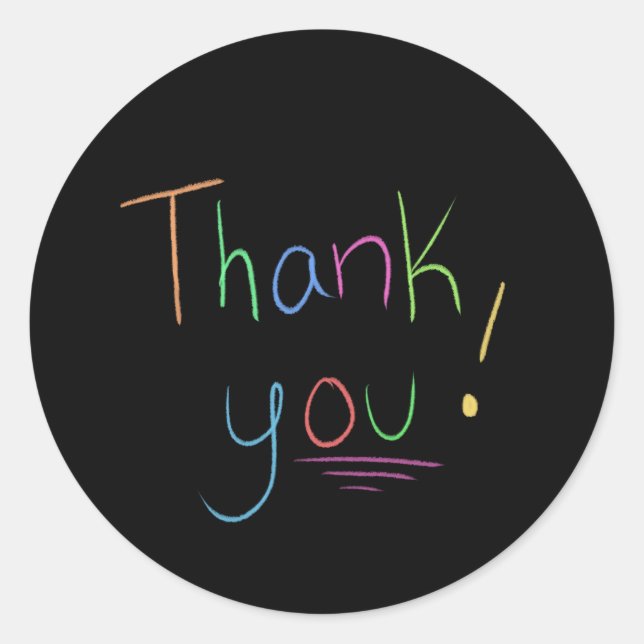 Handwritten Colourful Thank You Sticker (Front)