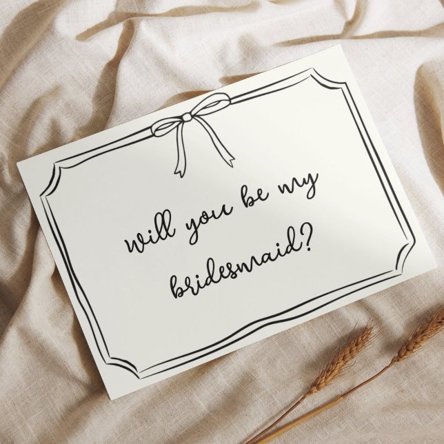 Handwritten Coquette Bow Chic Bridesmaid Proposal Invitation (Creator Uploaded)