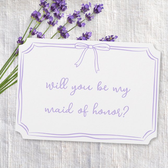 Handwritten Coquette Bow Maid of Honour Proposal Invitation (Creator Uploaded)