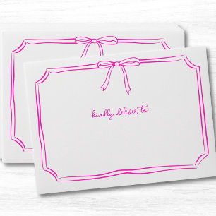 Handwritten Coquette Whimsical Bow Hot Pink Envelope