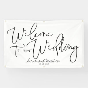 Handwritten Cursive Welcome To Our Wedding 3x5' Banner