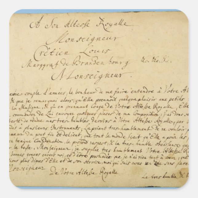 Handwritten dedication  'Brandenburger Concertos' Square Sticker (Front)