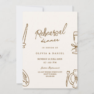 Handwritten doodle whimsical Rehearsal Dinner Invitation